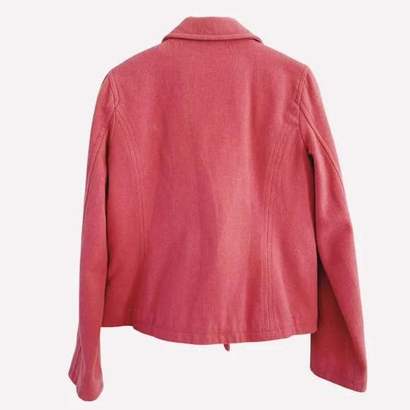 90s Abercrombie & Fitch Jacket Peacoat Wool Blend Size Large Vintage Salmon Pink - Picture 6 of 7